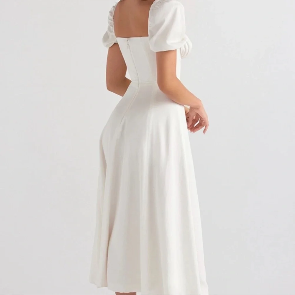 Elegant White Puff Sleeve Dress house of cb xs  tallulah white midi - Picture 2 of 6
